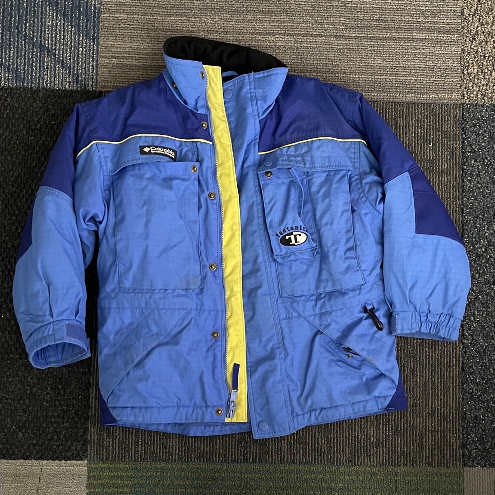 Columbia Kids Two-Tone Blue and Yellow Puffer Jacket 7/8